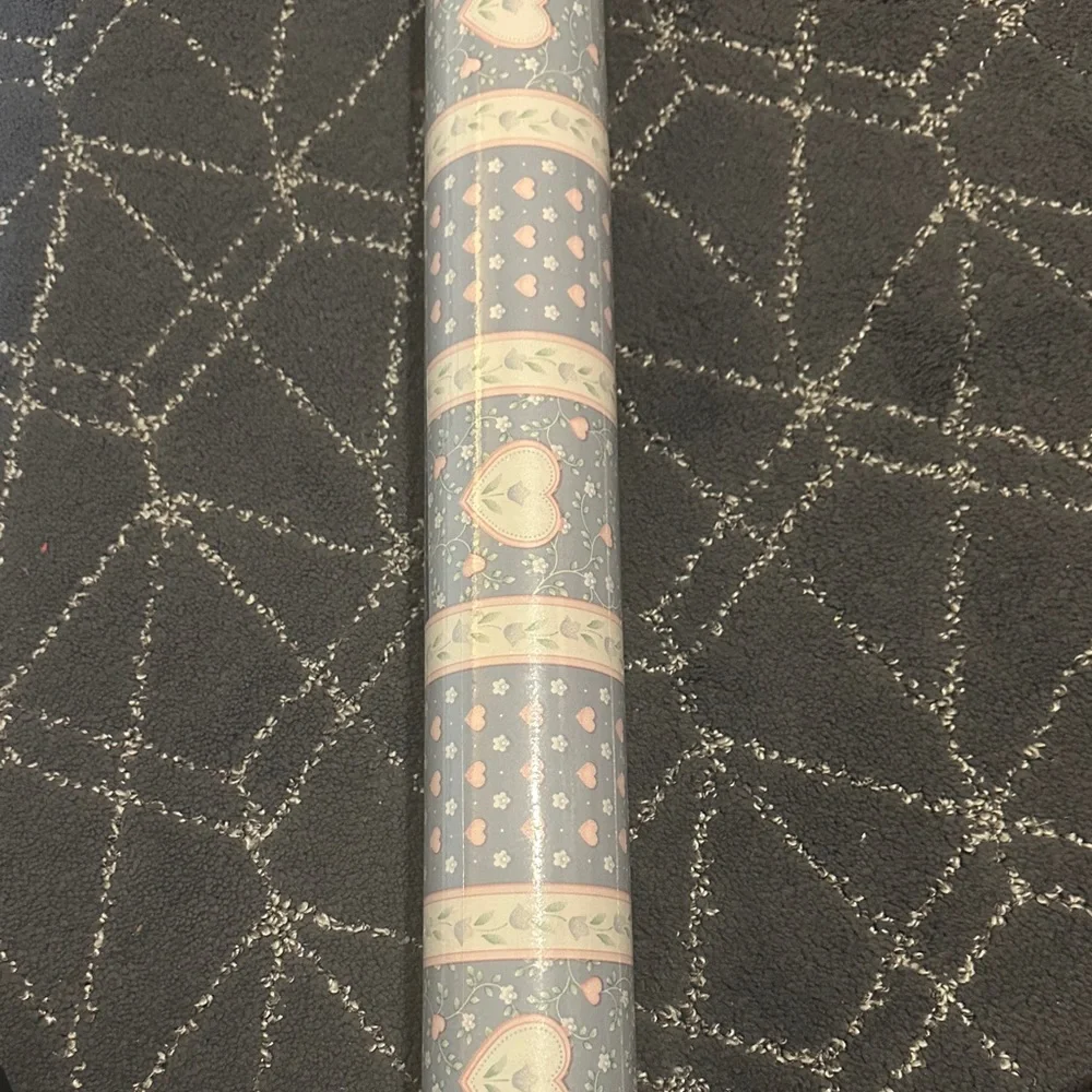 Blue and White Heart Wallpaper Roll 33ft x 201/2”